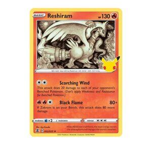 Reshiram Pokémon Card – 25th Anniversary Holo Rare 002/025 | Black Flame Attack